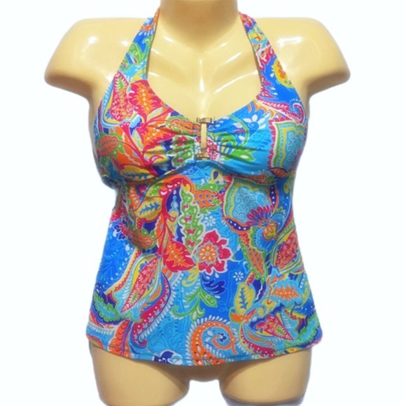 Chaps Other - CHAPS Tankini Top Size 6 Vibrant Halter Swim